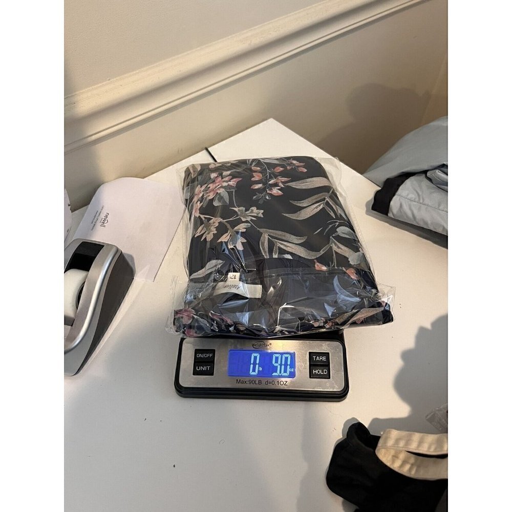 Atelier Women’s Navy Blue Floral Fit Flare Sleeveless Dress Sash Belt Size 12 - Picture 7 of 7